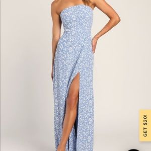 Lulu's Blue Floral Maxi Dress